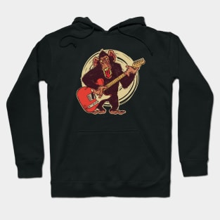 Vintage Chimpanzee Guitar Player Graphic Hoodie